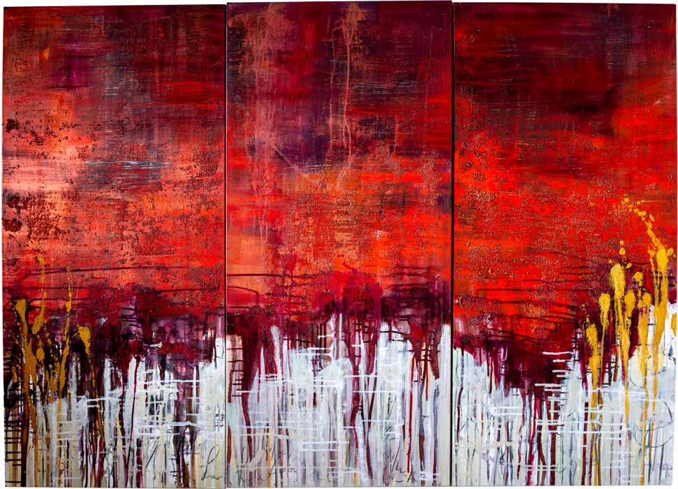 AFTERGLOW, mixed media on canvas, 3 parts, 130 cmx 60cm each
