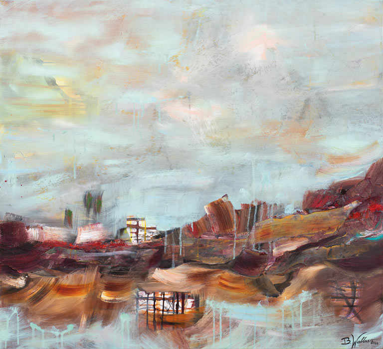 AT THE SEA, mixed media on canvas, 2 parts, 100cmx 110cm each