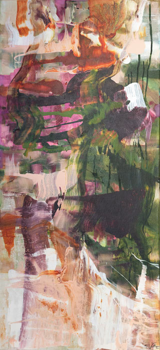 A PIECE OF THE WOODS, mixed media on jute, 200cm x 90cm
