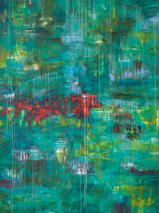 GREEN LANDSCAPE, mixed media on canvas, 200cm x 150cm