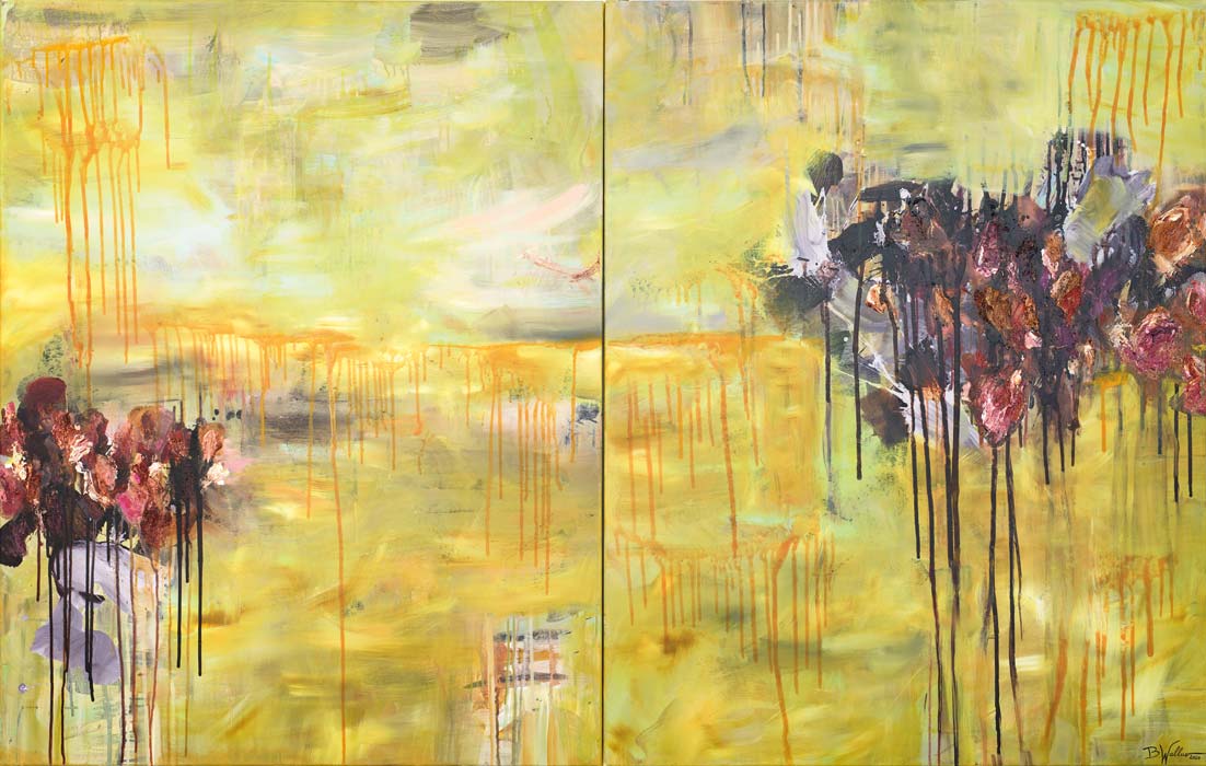 NEW BEGINNING, mixed media, sand on canvas, 2 parts, 140cm x 110cm each