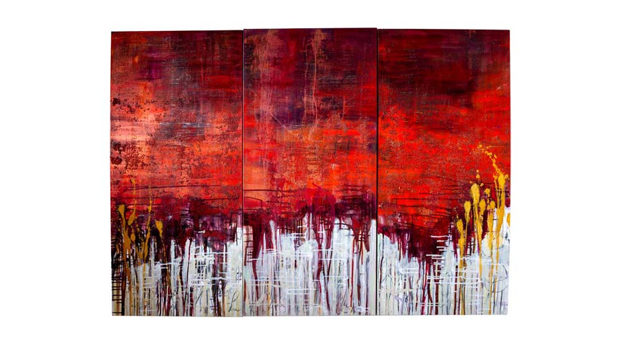 AFTERGLOW, mixed media on canvas, 3 parts, 130 cmx 60cm each