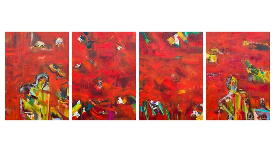 ATTRACTION, mixed media on canvas, 4 parts, 70cm x 50cm each