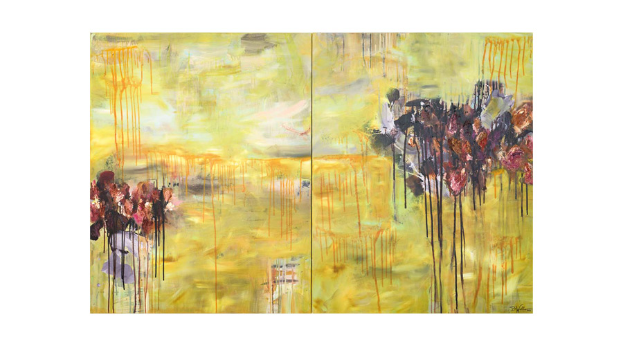 NEW BEGINNING, mixed media, sand on canvas, 2 parts, 140cm x 110cm each