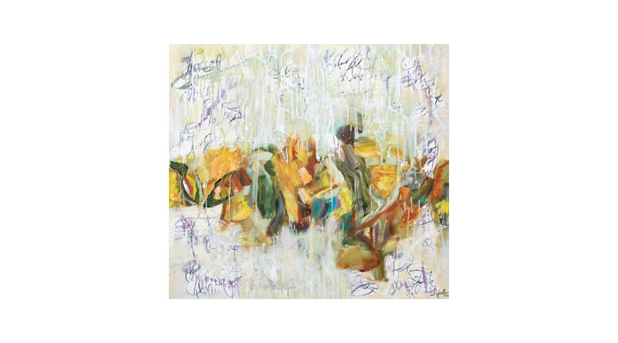 DANCING, mixed media on canvas, 110cm x 100cm, no longer available