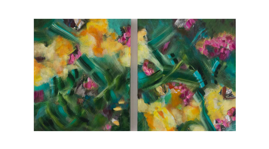CLEARING, mixed media on canvas, 2 parts, 70cm x 60cm each
