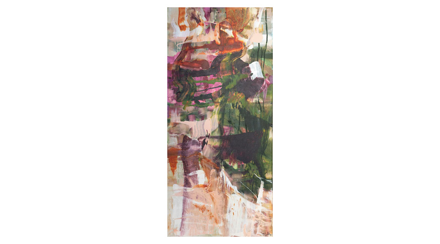 A PIECE OF THE WOODS, mixed media on jute, 200cm x 90cm