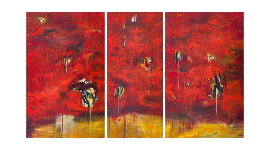 METAMORPHOSIS, mixed media on canvas, 3 parts, 160cm x 100cm, 160cm x 70cm, 160cm x 100cm
