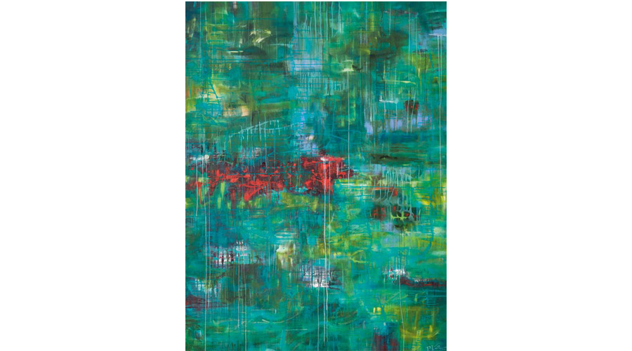 GREEN LANDSCAPE, mixed media on canvas, 200cm x 150cm