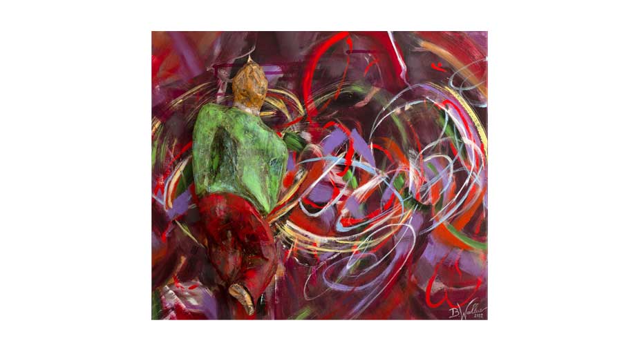 Vibrant, mixed media, plaster stone application, 60cm x 70cm