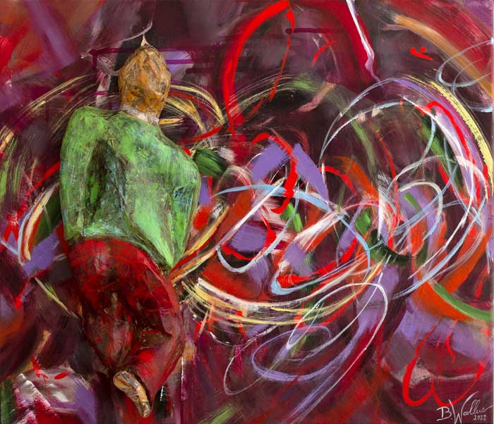 Vibrant, mixed media, plaster stone application, 60 cm x 70cm