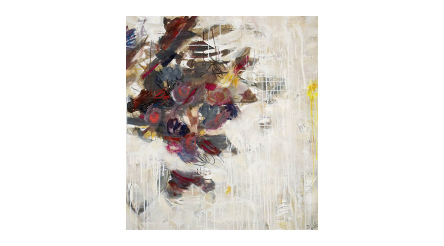 „Autumn Forest“ 2022, mixed media, sand on canvas, 100cm x 90cm