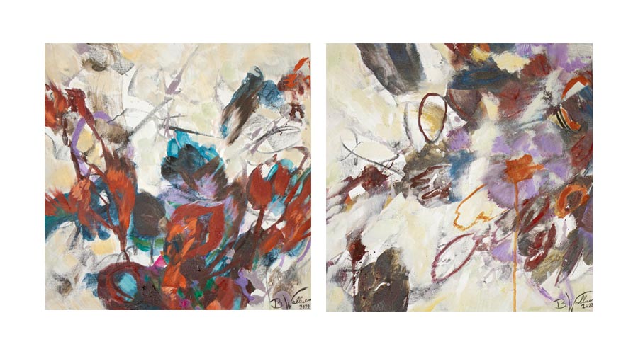  „IMPRESSIONS 2“ 2022, mixed media on canvas, 2 parts, 40 cm x 40 cm each