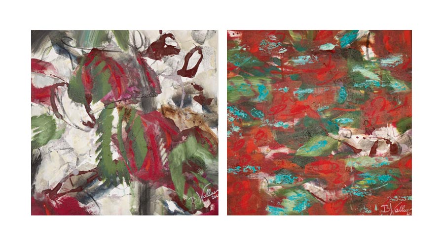 „IMPRESSIONS“ 2022, 2 parts, mixed media, on canvas, each 40cm x 40cm