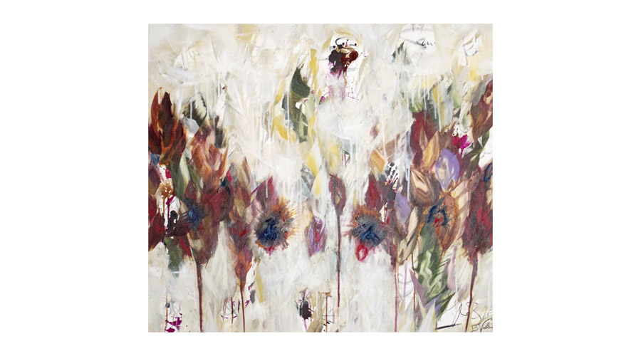 „Blossoming“ 2022, mixed media, on canvas, 100cm x 90cm