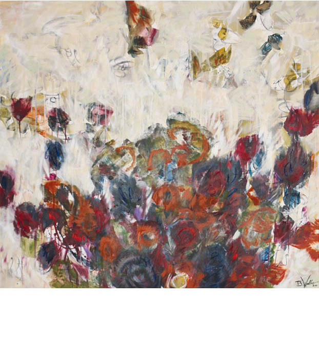 „AUTUMN LEAVES“ 2022, Mischtechnik , auf Leinen, 110cm x 120cm