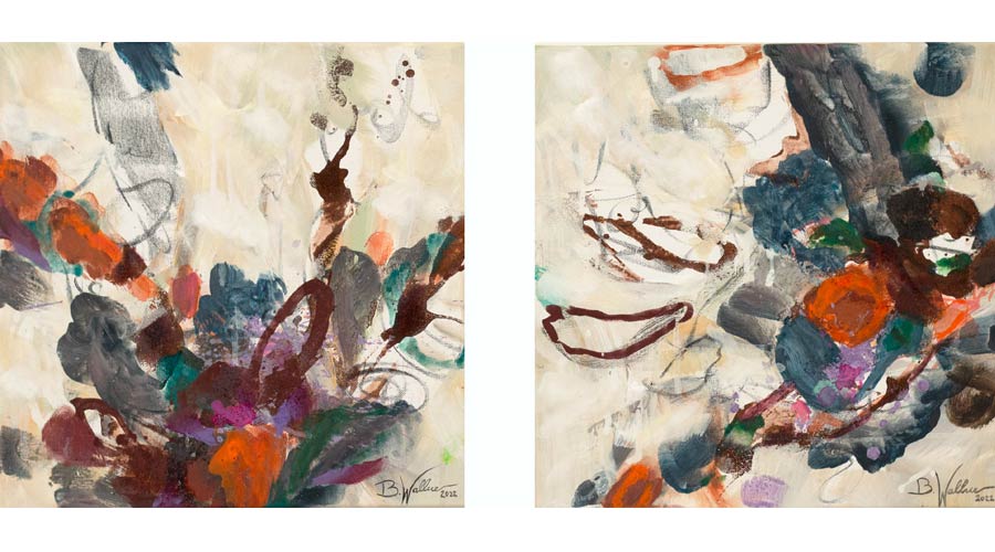 „IMPRESSIONEN 2“ 2022, 2-teilig, Mischtechnik , auf Leinen, je 40cm x40cm