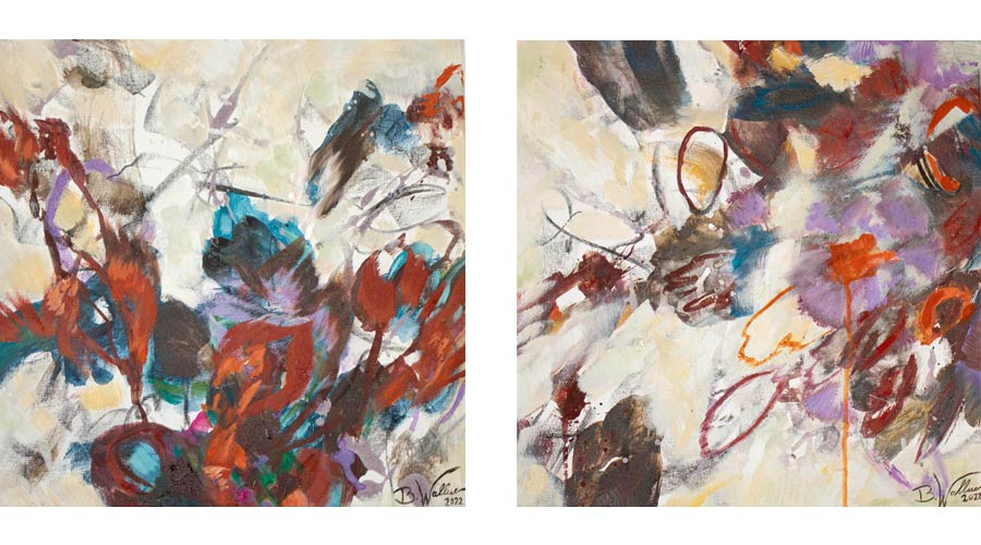 „IMPRESSIONS 1“ 2022, mixed media on canvas, 2 parts, each 40cm x 40cm