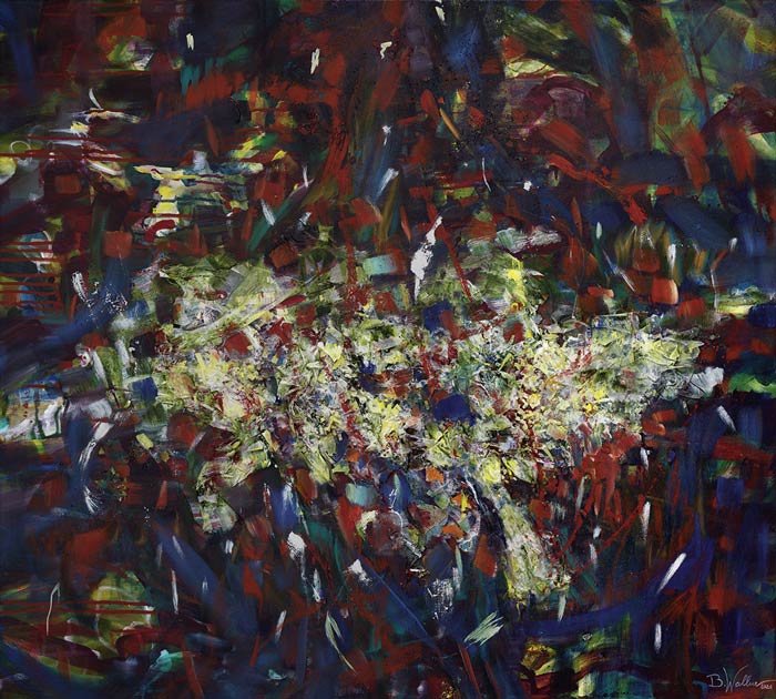 „GALAXY“ 2026, mixed media on canvas, with glass- and plastic applications, 90cm x 100cm
