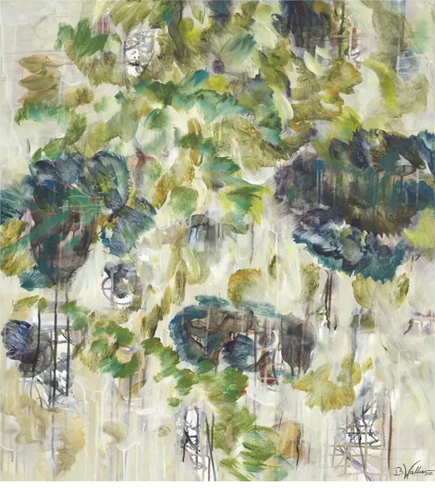 WINTERLANDSCHAFT, Mischtechnik auf Leinen, 100cm x 90cm