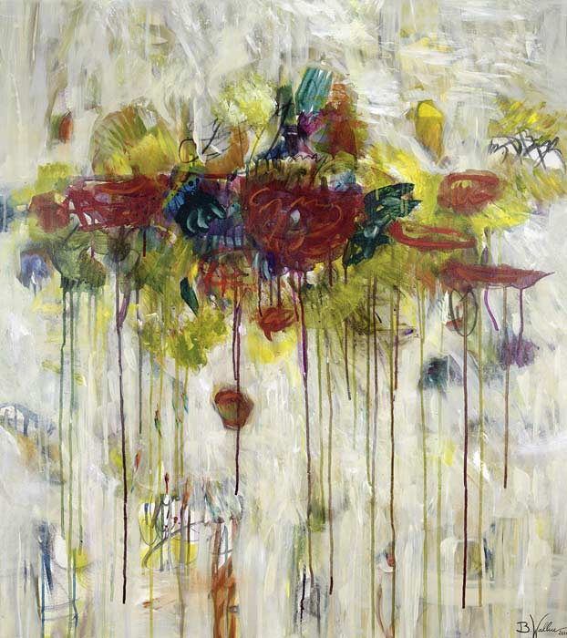 „VIELEN DANK FÜR DIE BLUMEN“ 2026 Mischtechnik auf Leinen, 100cm x 110cm
